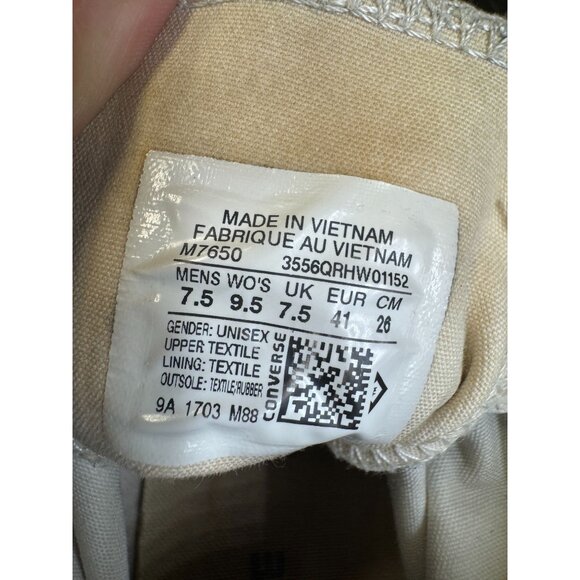 Vintage Converse Chuck Taylor All Star High-Top Sneakers Size 9.5 Beige Canvas - Picture 14 of 14